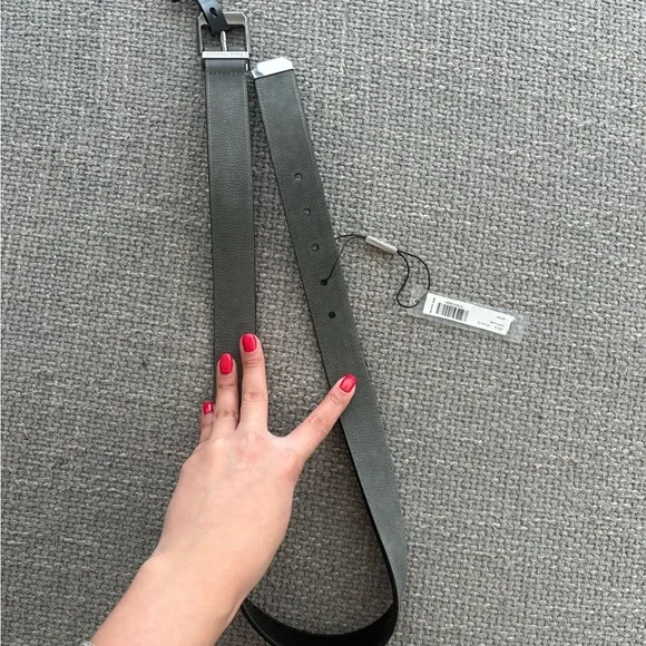 Michael Kors Pebbled Leather Belt Gray Gunmetal Buckle Size 32 - Picture 6 of 8